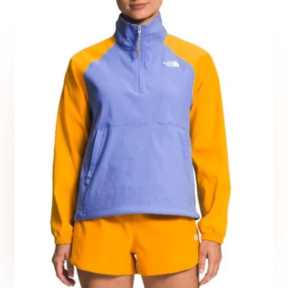 The North Face NWT Quarter-Zip Pullover Windbreaker in Summit Gold/Periwinkle - Picture 6 of 6